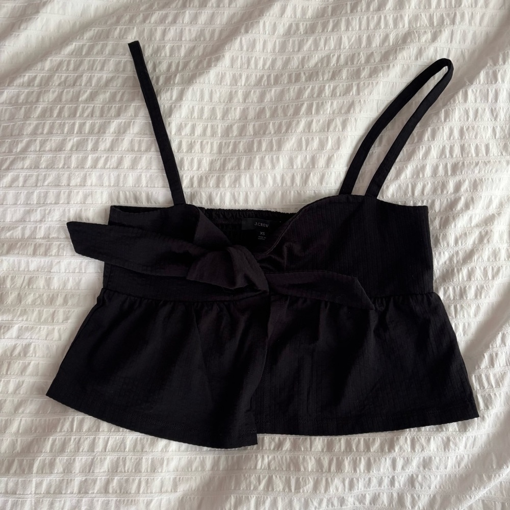 J crew seersucker Black Sleeveless Crop Top